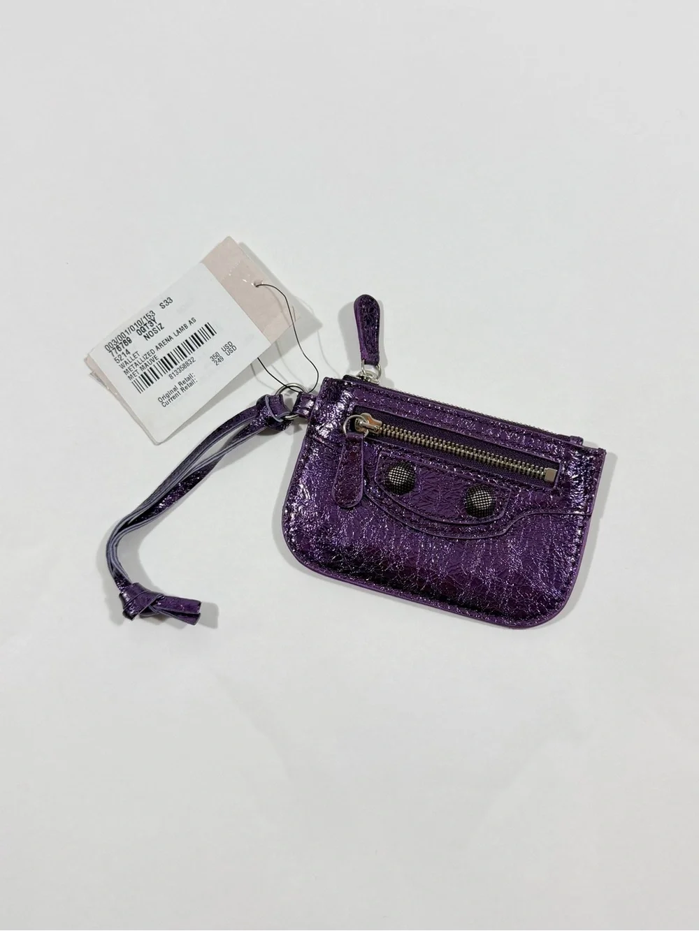 Balenciaga Le Cagole Arena Wallet Metallic Purple